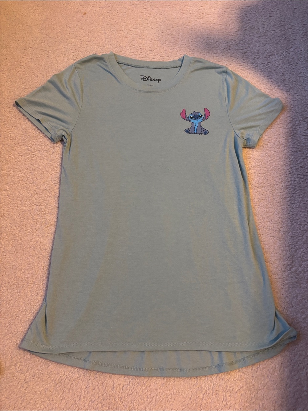 Disney Light Green Tee with Small Stitch Graphic